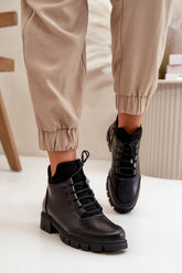 Bottes basses pour femme avec isolation en cuir écologique - Noir